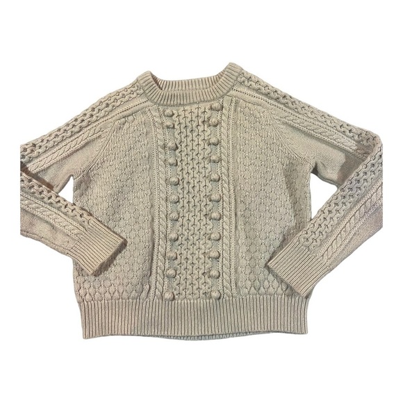 J Crew Popcorn cable-knit sweater Sz L Pebble - Picture 2 of 8